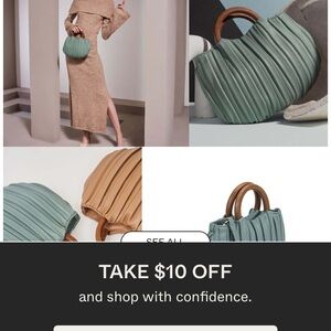 MELIE BIANCO
KATE VEGAN LEATHER WOOD HANDLE PURSE -
SAGE. Brand new with tags.